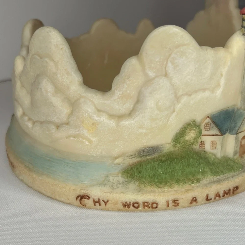 Religious Lighthouse Candle Holder Thy Word Is A Lamp Unto My Feet Resin Base